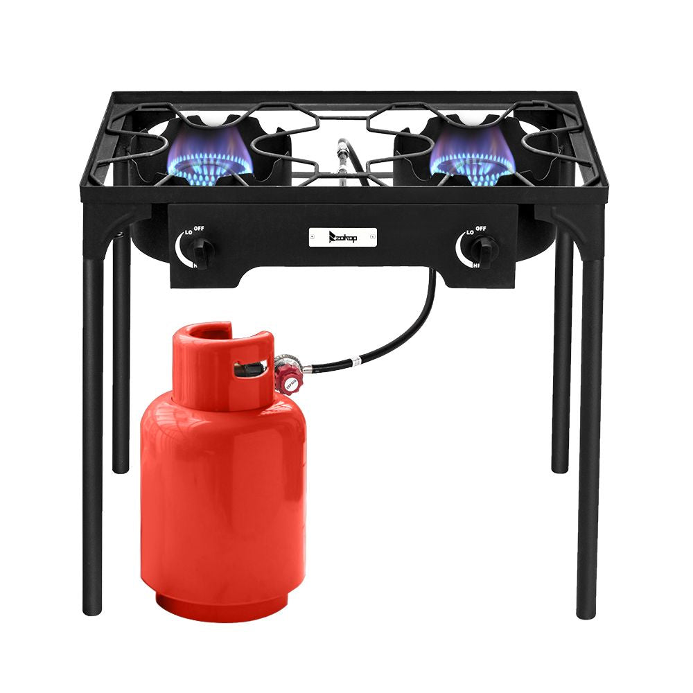 Double Burner High-Pressure Propane Camp Stove β 150,000 BTU Cast Iron