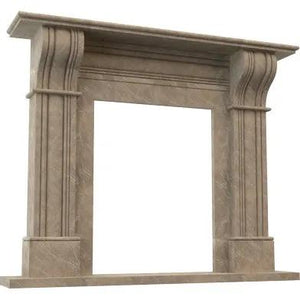 Emperador light brown marble hand-carved fireplace surround by Villohome