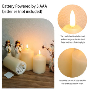 JHY DESIGN decorative candle lanterns with 3D flameless ivory candles, set of 3 (4/5/6 inch)