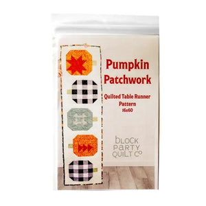 Pumpkin Patchwork Quilted Table Runner Pattern by Block Party Quilt Co, fabric pattern