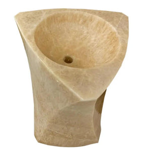 Honey Onyx Designer Pedestal Stand-Alone Sink by Villohome; beige onyx stone bathroom sink.