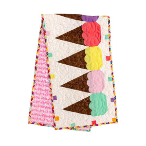 Ice Cream Cone Table Runner pattern by Block Party Quilt Co; colorful sewing design with cone shapes.