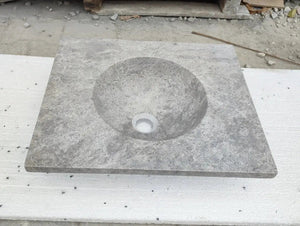 Tundra Grey marble rectangular bathroom vanity top with honed finish and round sink