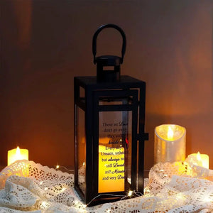 12''H Memorial Lantern Matte Black by JHY DESIGN, decorative candle lantern with glass panels
