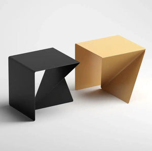 Japanese Style Asymmetrical Metal Coffee Table by Villohome in black and gold set of 2