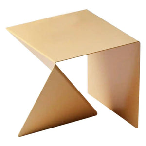 Japanese Style Asymmetrical Metal Coffee Table, gold-toned metal finish by Villohome
