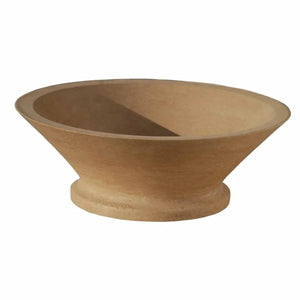 Travertine vessel sink for bathroom, light beige, honed finish, above-counter design