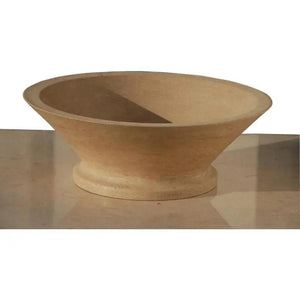 Bathroom vessel sink in light beige travertine, honed finish, above-counter by Villohome.