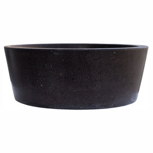 Black Andesite vanity sink, natural stone, tapered above-counter, honed matte finish