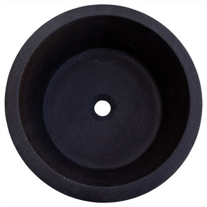 Villohome black Andesite round above-vanity bathroom sink, honed matte finish, 16 in diameter