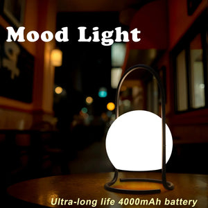 2600mAh portable waterproof rechargeable table lamp by JHY DESIGN with white globe.