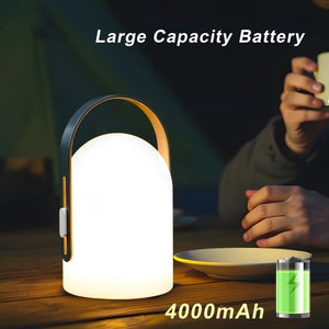 JHY DESIGN portable outdoor rechargeable table lamp with 4000mAh battery, white globe and gray frame.
