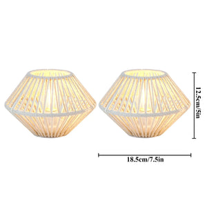 Set of 2 woven cotton rope table lamps in natural beige by JHY DESIGN, boho style.