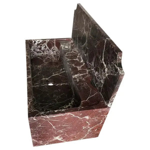 Rosso Levanto Marble Wall-mount Bathroom Sink with 11-inch backsplash