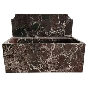 Rosso Levanto marble wall-mount bathroom sink with 11-inch backsplash by Villohome