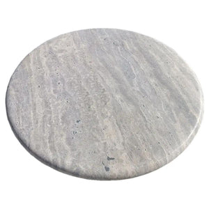 Villohome round silver travertine vein-cut coffee table top, honed finish, 36in dia x 16in high