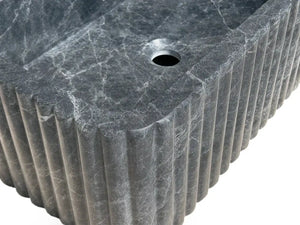 Villohome Sirius Black Marble wall-mount bathroom sink, black marble, 16x20x8 in
