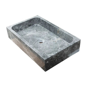 Sirius Gray Marble rectangular vanity sink by Villohome, gray marble stone bathroom sink, 24 in L x 15 in W x 5 in H.
