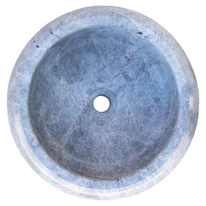 Stone bathroom sink Villohome Sirius Silver Marble, round blue-gray, 15.5-inch diameter