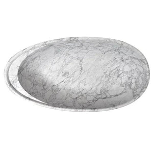 Statuario White Marble Bathtub by Villohome, hand-carved from a solid marble block, oval bathtub design