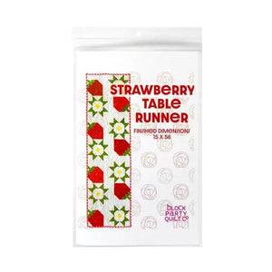 Strawberry Table Runner pattern by Block Party Quilt Co, home decor sewing pattern.