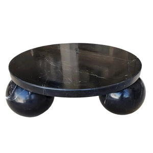 Toros Black Marble Round Designer Coffee Table with Sphere Legs by Villohome