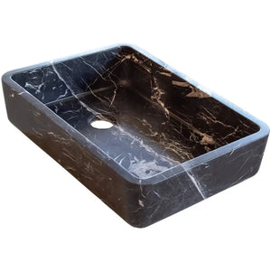 Toros black marble rectangular above-vanity bathroom sink, 14.4 x 20.3 x 4.7 in