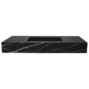 Toros black marble rectangular wall-mount bathroom sink by Villohome, 48 in L x 20 in W x 6 in H