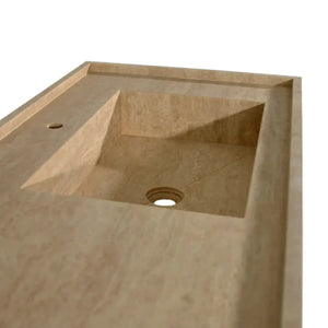 Troia beige travertine rectangular wall-mount bathroom sink by Villohome, 20 x 54 x 6 in.