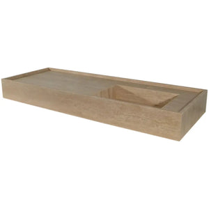 Troia beige travertine rectangular wall-mount bathroom sink, Villohome, 54 in L x 20 in W x 6 in H