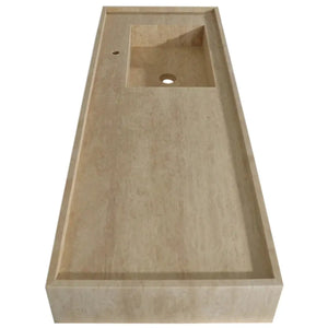Troia beige travertine rectangular wall-mount bathroom sink