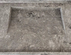 Tundra Grey Marble rectangular wall-mount bathroom sink by Villohome with hidden drain, 48in L x 20in W x 5in H