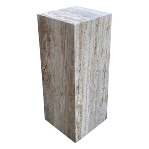 Cube end/side table, Villohome walnut travertine vein-cut, polished finish, 10x10x24 inches