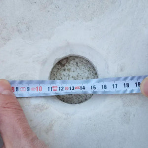 Natural white limestone vessel sink, polished finish, 16 inch diameter x 6 inch high, Villohome