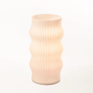 Wub Table Lamp, blush pink ribbed ceramic base with cloud-inspired form