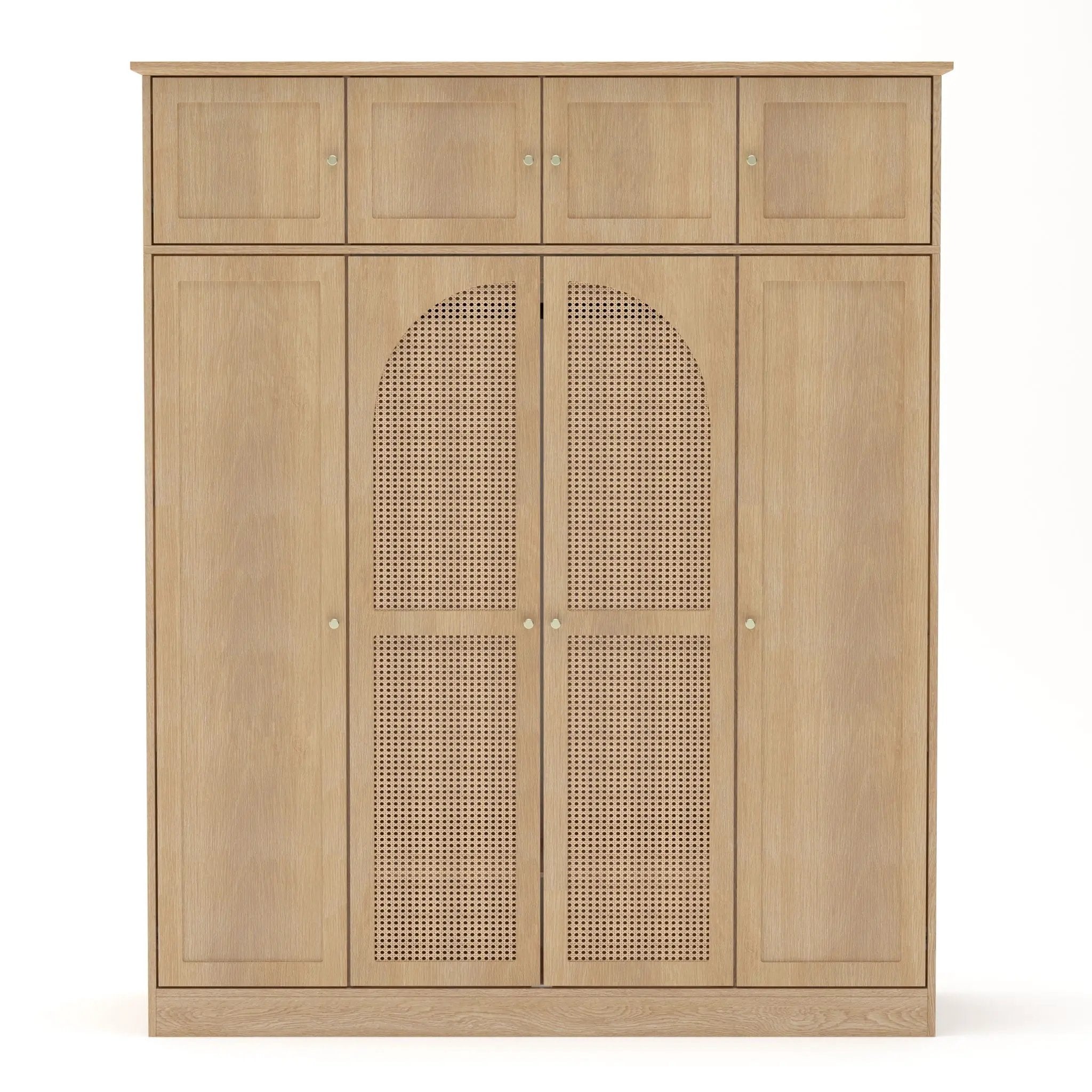 8 Door Armoire Wardrobe With Adjustable Shelves And Hanging Rod
