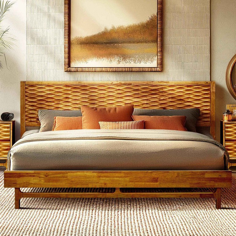 Acacia Elara Platform Bed Frame with Headboard - Stylish and Durable Design