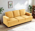 Modern Velvet Sofa, Comfortable 3 Seater Couch with Deep Seating and High-Density Foam, Loose Back Cushions, Wide Arms, Living Room Furniture for Home, Apartment, Office, Mustard yellow