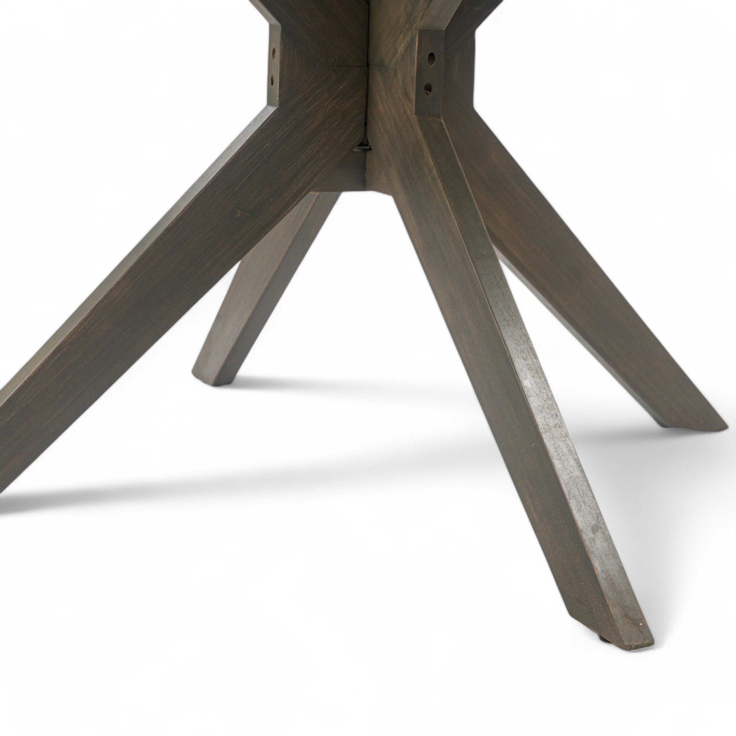 Stanford Outdoor Round Acacia Wood Dining Table with X Base, Gray Finish