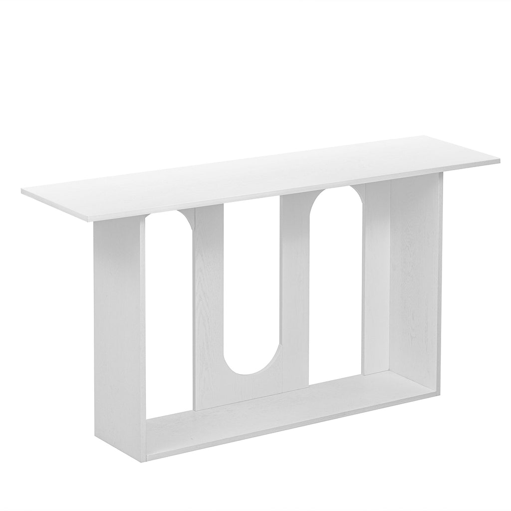 U_STYLE Modern and Curved Design Ash Veneer Console Table with Shelf,Suitable for Entryway,Hallway Living Room,Foyer,Corridor