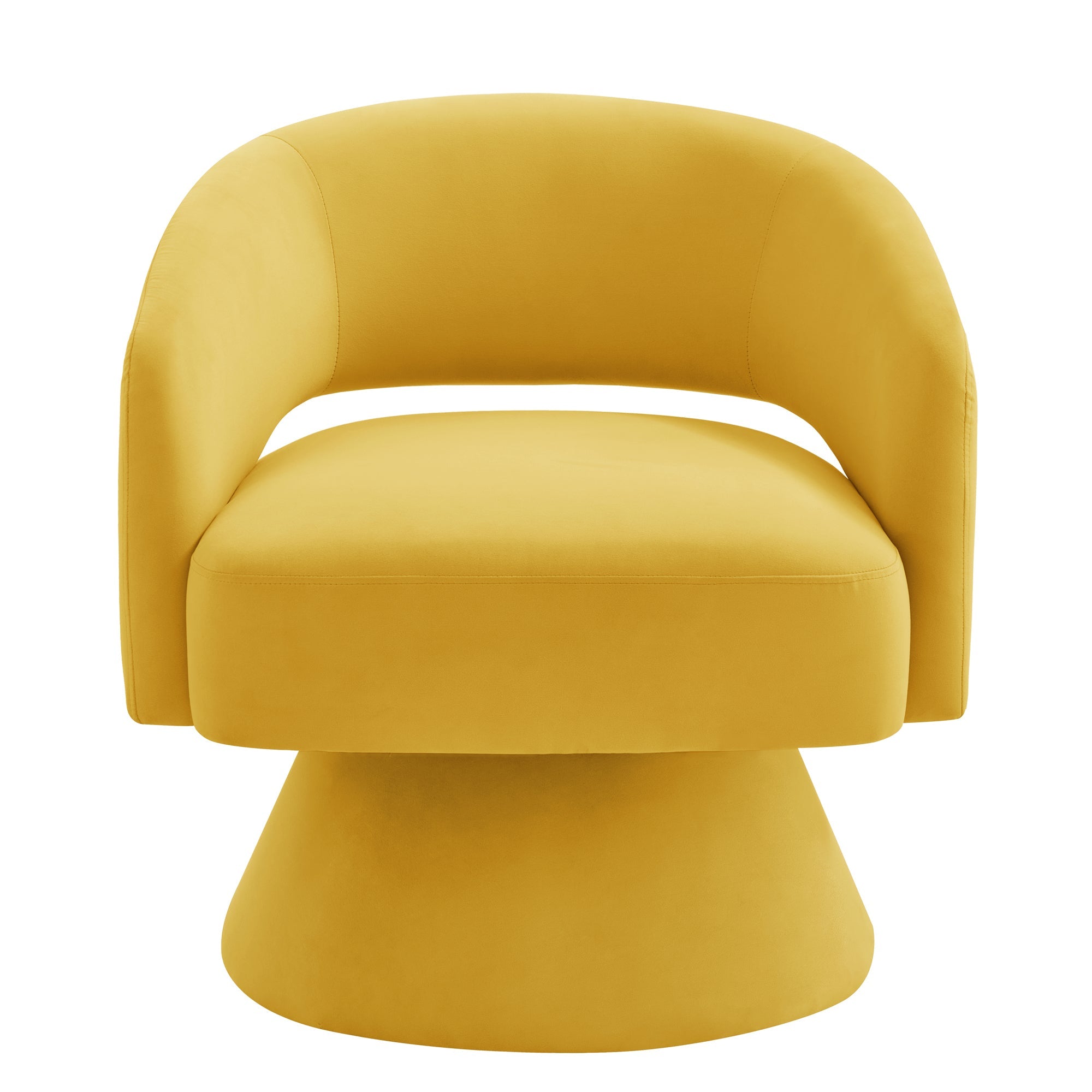 Modern Swivel Barrel Chair, Upholstered Velvet Round Accent Chairs,360 Degree Comfy Swivel Chair with Open Backrest, Single Chair Armchair for Living Room Bedroom, Homerest, Yellow