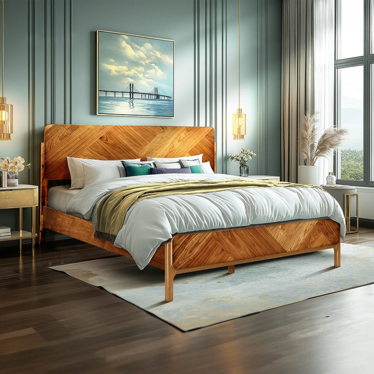 Rorns Bifrost Platform Bed Frame With Headboard for Modern Bedrooms