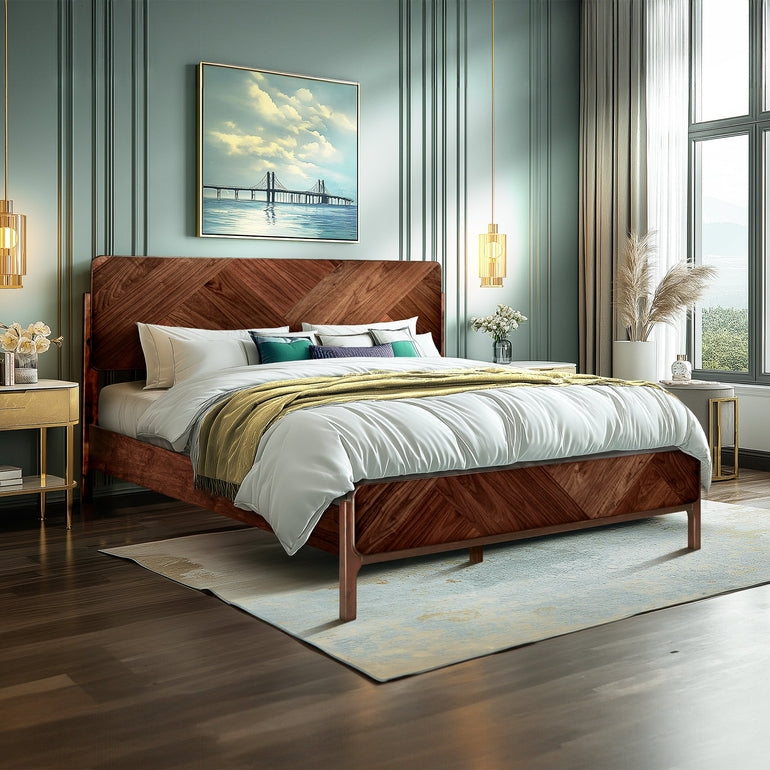 Rorns Bifrost Platform Bed Frame With Headboard for Modern Bedrooms