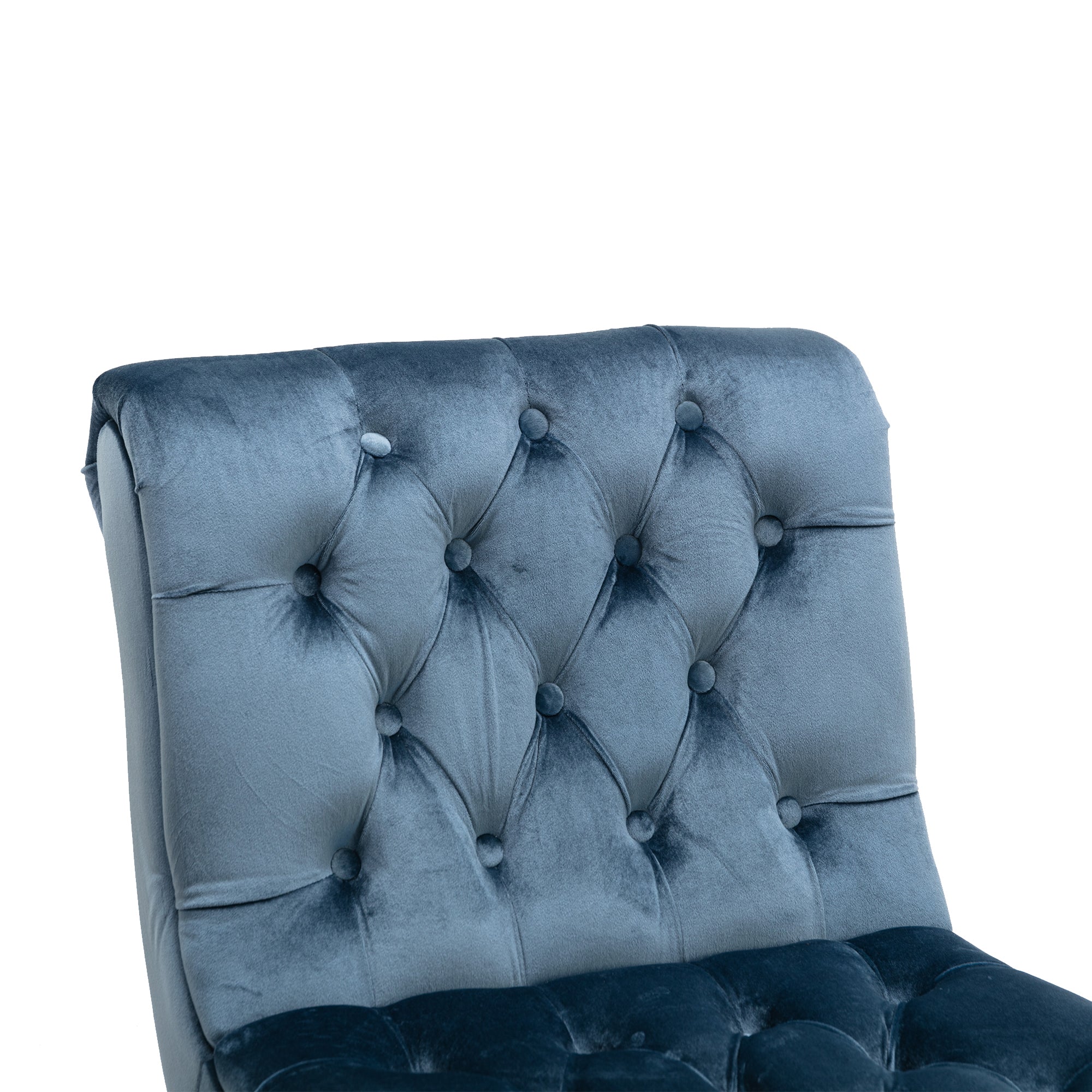 COOLMORE Modern Velvet Armless Accent Living Room Chair / Leisure Chair,Upholstered Fabric Button Comfortable Chair with Wooden Legs for Bedroom, Living Room, Office (Light Blue Velvet)