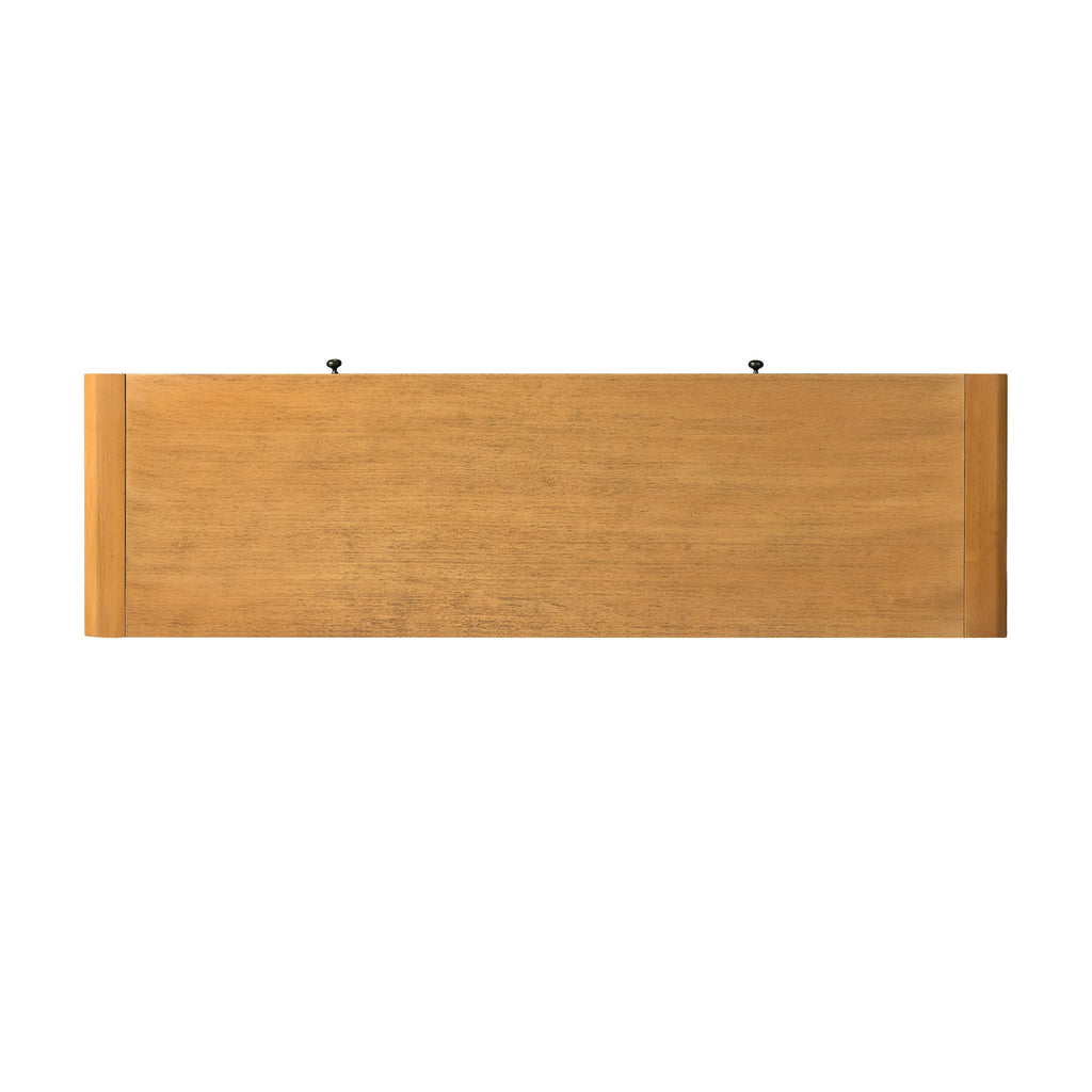 TREXM Curved Console Table with Storage, Wooden Entryway Table with 2 Drawers, Farmhouse Rustic Console Tables for Entryway, Hallway, Living Room, Natural
