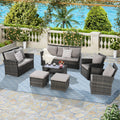 7 PCS PE/RATTAN OUTDOOR FURNITURE SET PATIO FURNITURE SET 9 SEATER