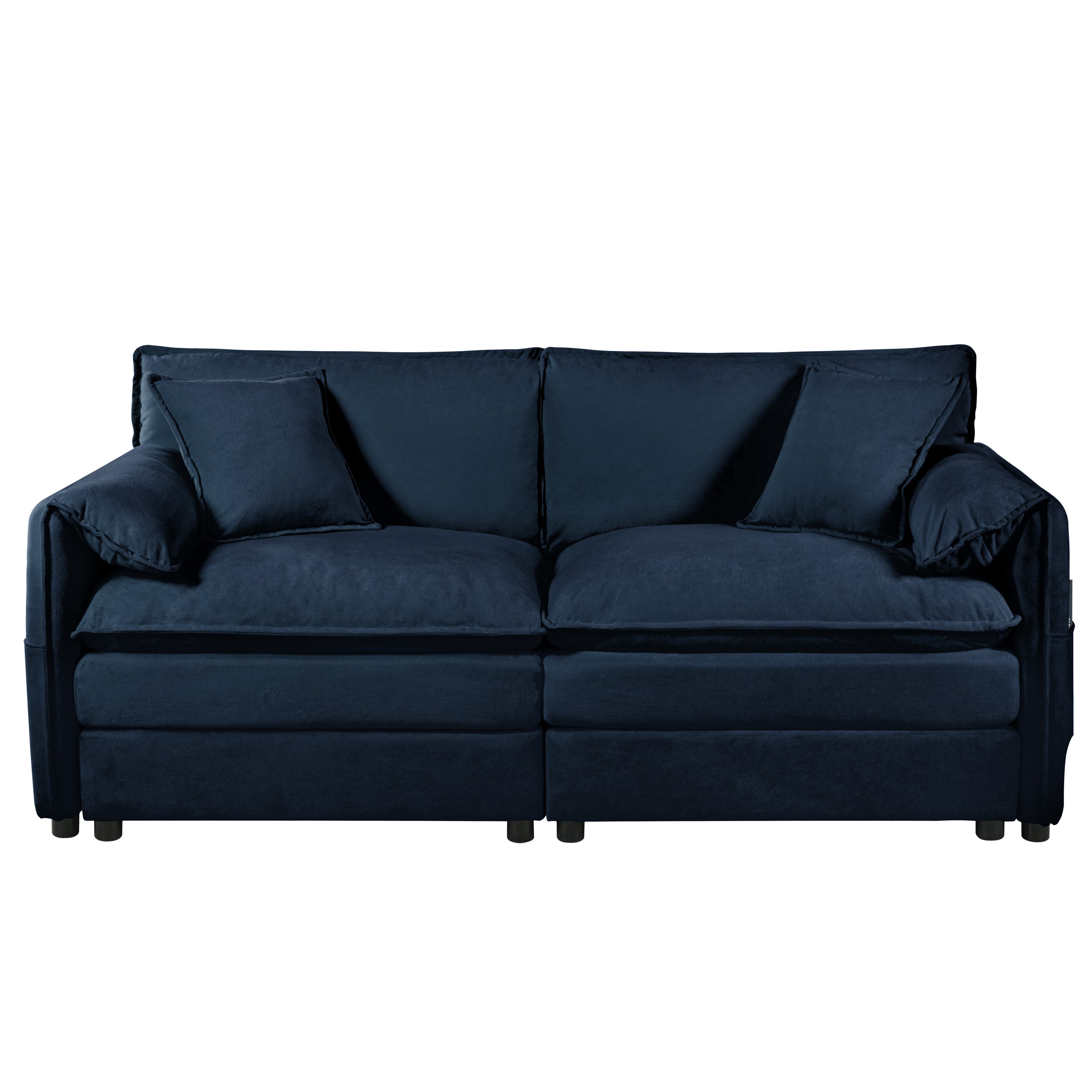 Oversized Chenille Loveseat Sofa, Oversized 2-Seater Small Cloud Couch, Modern Comfy Deep Seat Love Seat for Living Room Bedroom Office Apartment,DIY Combination,Blue