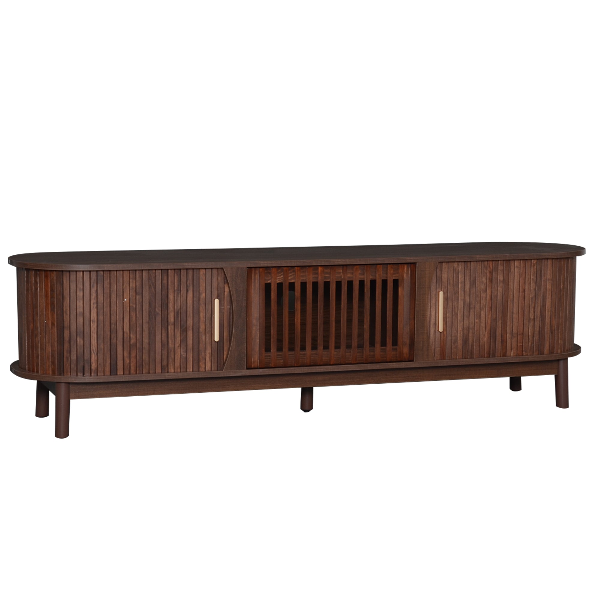 Modern Farmhouse TV Stand for 75' TVs, Wood Entertainment Center with Storage Cabinet, TV Console Table for Living Room, Bedroom