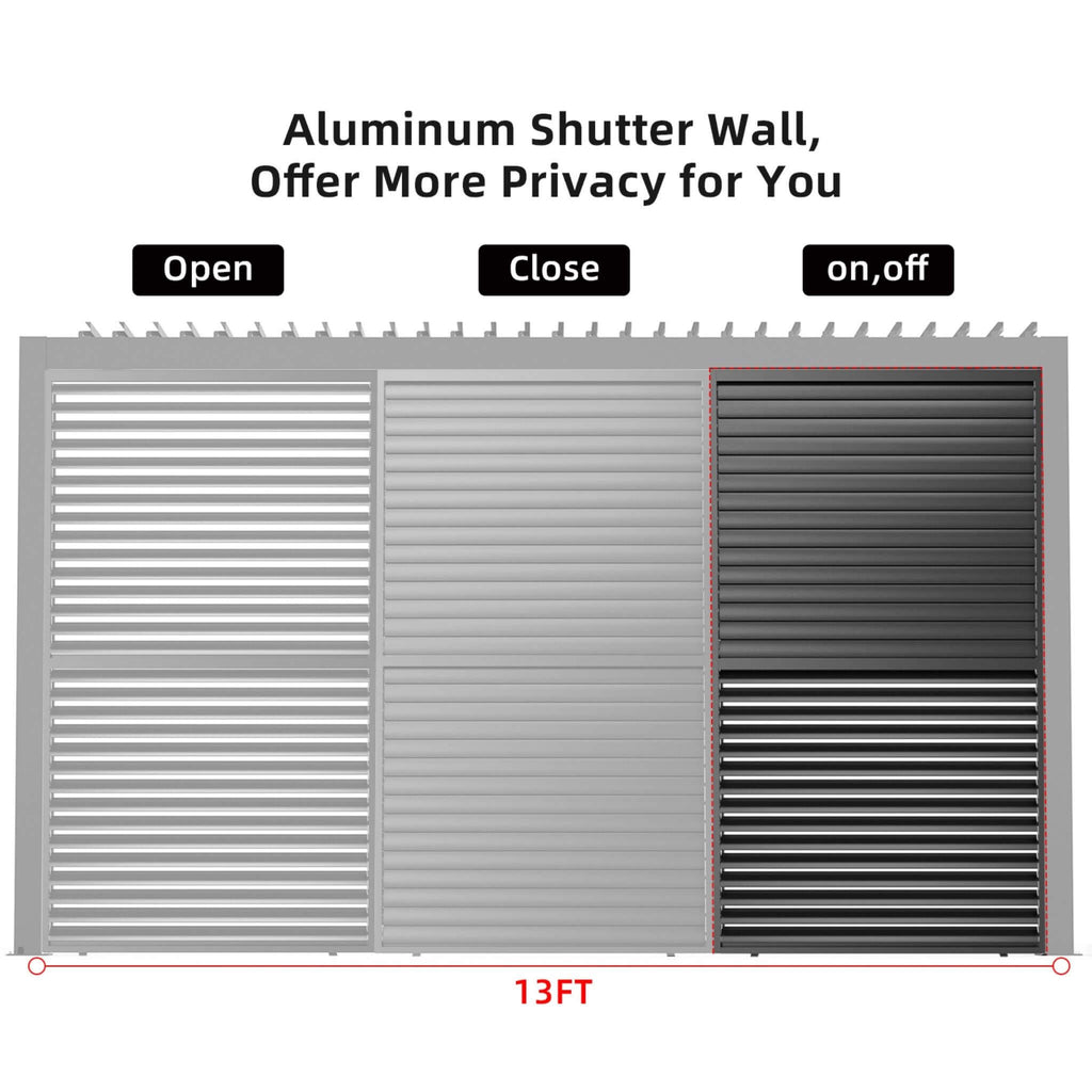 [04X07FT] Alora Premium Adjustable Aluminum Louvered Pergola With Side Wall Panel (SAK25458)