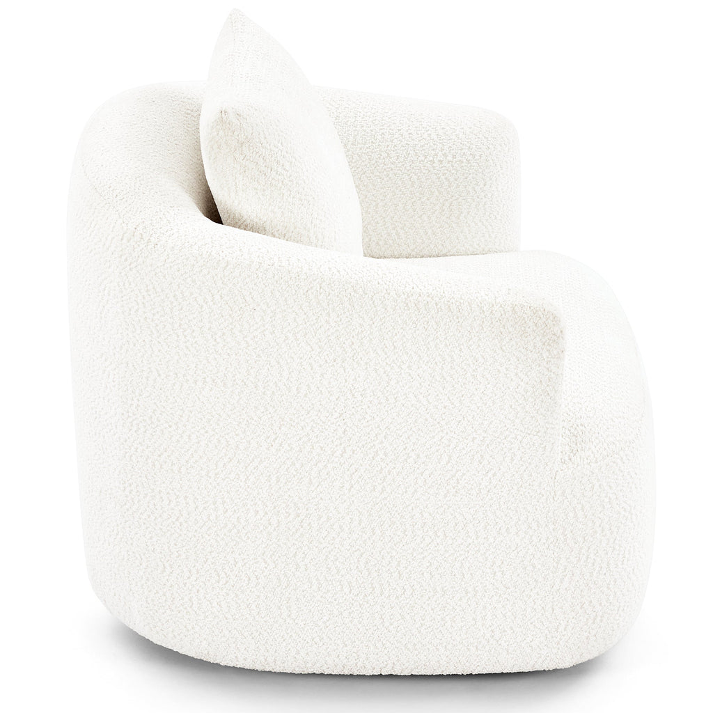 360° Swivel Barrel Sofa Chair with Throw Pillow, Chenille Upholstered Accent Chair, Beige, 38.2'